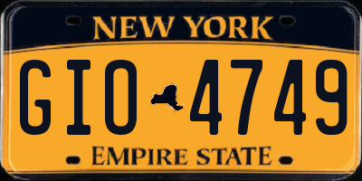 NY license plate GIO4749