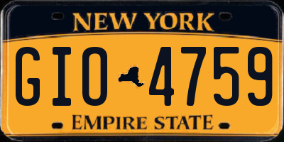 NY license plate GIO4759