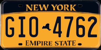 NY license plate GIO4762
