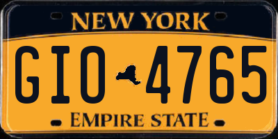 NY license plate GIO4765