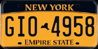 NY license plate GIO4958
