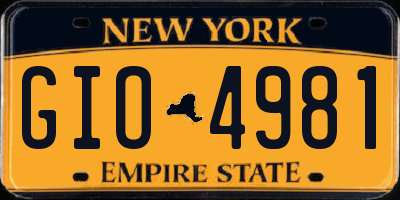 NY license plate GIO4981