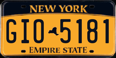 NY license plate GIO5181