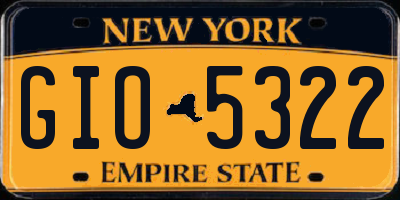 NY license plate GIO5322