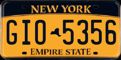 NY license plate GIO5356