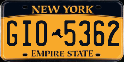 NY license plate GIO5362