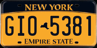 NY license plate GIO5381