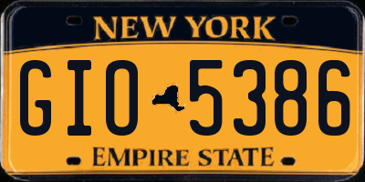 NY license plate GIO5386