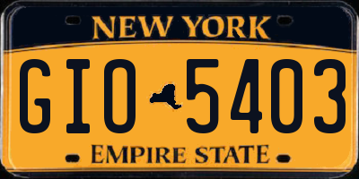 NY license plate GIO5403