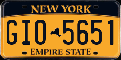 NY license plate GIO5651