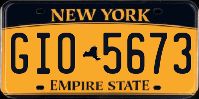NY license plate GIO5673