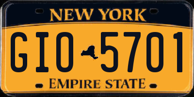 NY license plate GIO5701