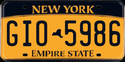 NY license plate GIO5986