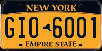 NY license plate GIO6001