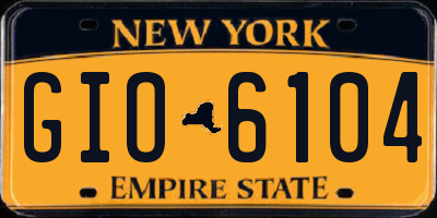 NY license plate GIO6104