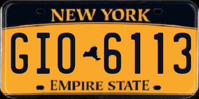 NY license plate GIO6113