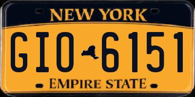 NY license plate GIO6151