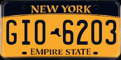 NY license plate GIO6203
