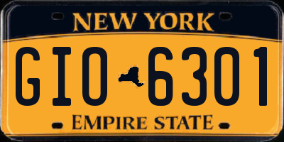 NY license plate GIO6301