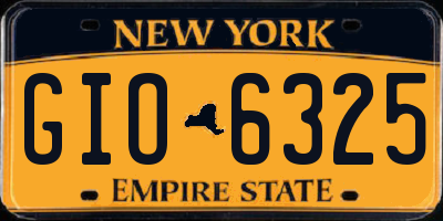 NY license plate GIO6325