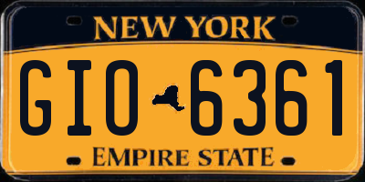 NY license plate GIO6361