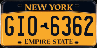 NY license plate GIO6362