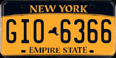 NY license plate GIO6366