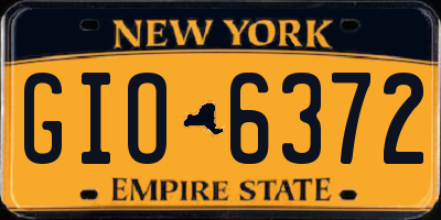 NY license plate GIO6372