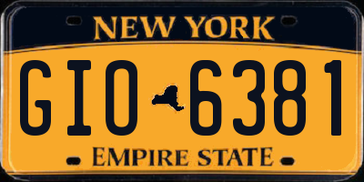 NY license plate GIO6381