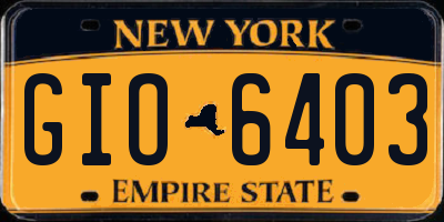 NY license plate GIO6403