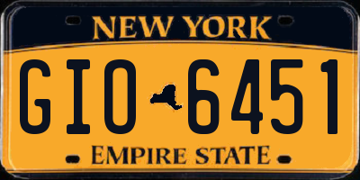 NY license plate GIO6451