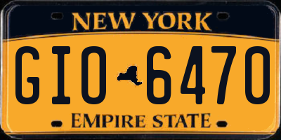 NY license plate GIO6470