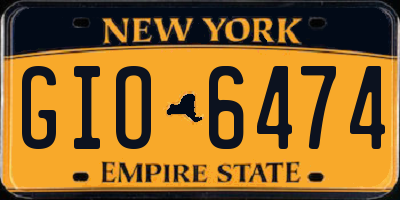 NY license plate GIO6474