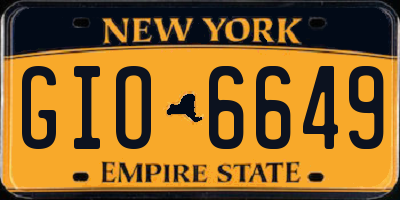 NY license plate GIO6649