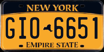 NY license plate GIO6651