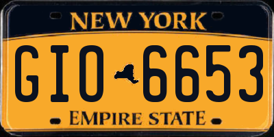 NY license plate GIO6653