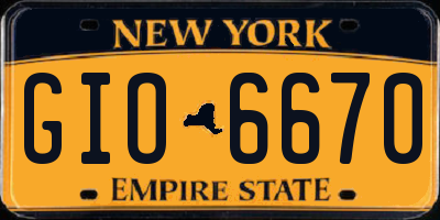 NY license plate GIO6670