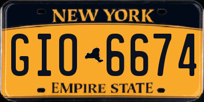 NY license plate GIO6674