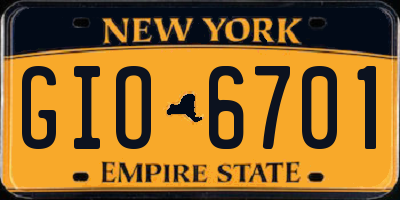 NY license plate GIO6701