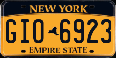 NY license plate GIO6923