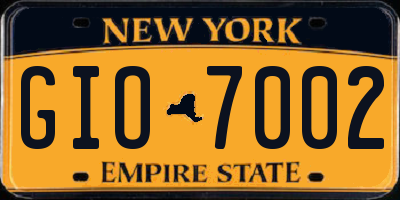 NY license plate GIO7002