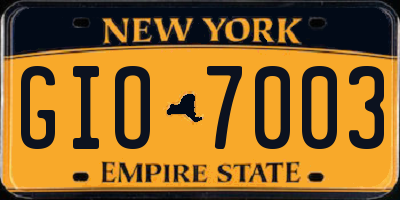 NY license plate GIO7003