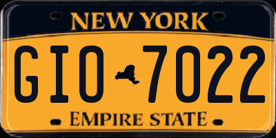 NY license plate GIO7022