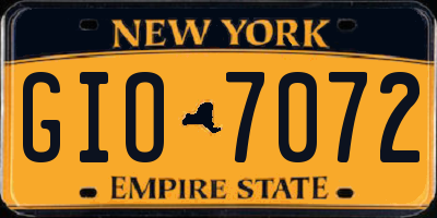 NY license plate GIO7072