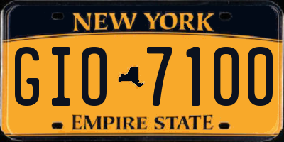 NY license plate GIO7100
