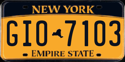 NY license plate GIO7103