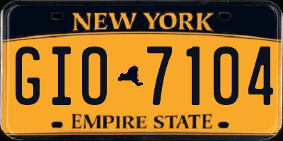 NY license plate GIO7104