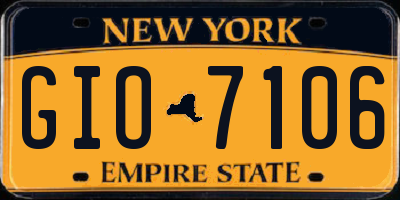 NY license plate GIO7106