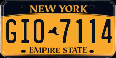 NY license plate GIO7114