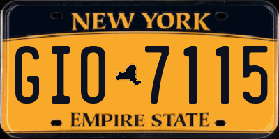 NY license plate GIO7115